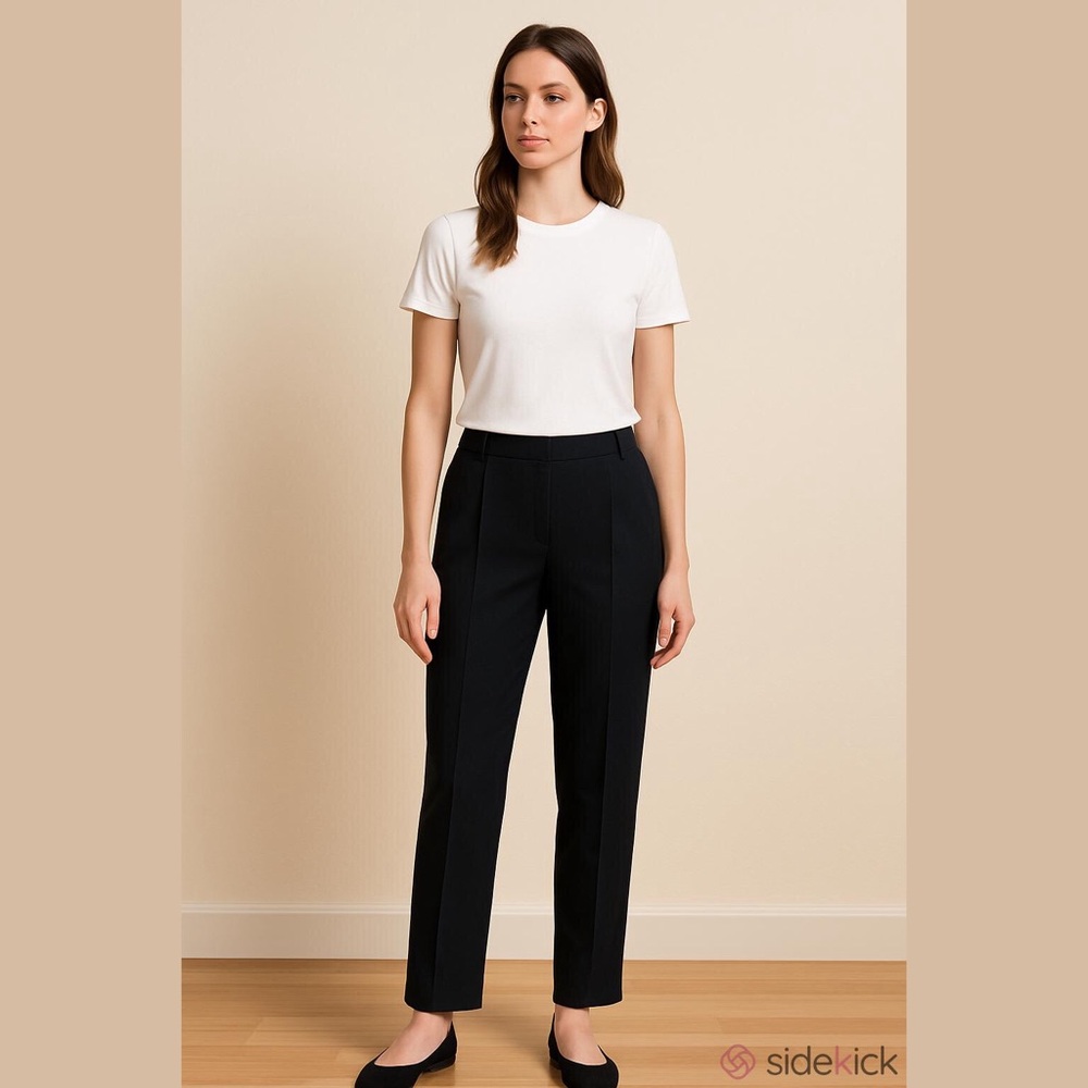 Jill Black Slim Ankle Pants Woman 14 TALL Cuffed Hem Pull On Career Office